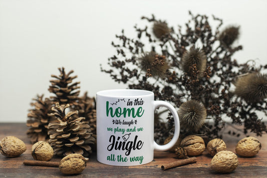 Laugh, Play, & Jingle All The Way-Ceramic Christmas Coffee Mug