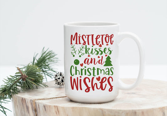Mistletoe Kisses & Christmas Wishes-Ceramic Christmas Coffee Mug